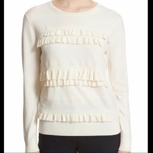 Diane von Furstenberg L Ivory ruffled wool sweater